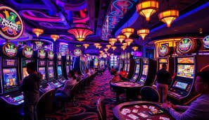 Roulette wheel နှင့် casino table မြင်ကွင်း